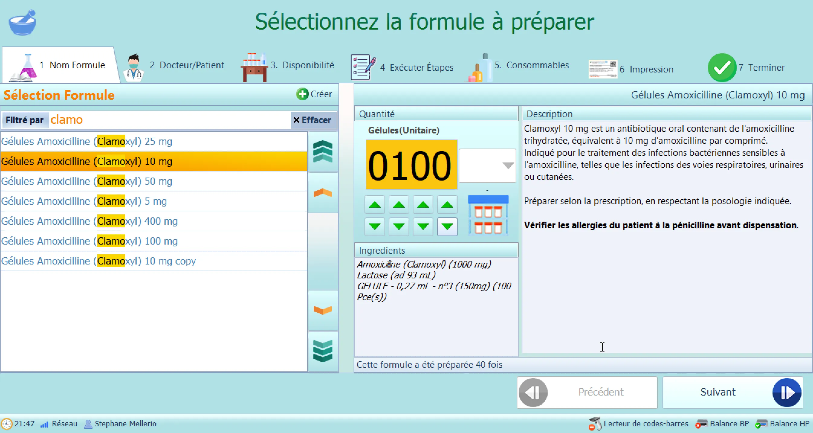 Production Formula Selection
