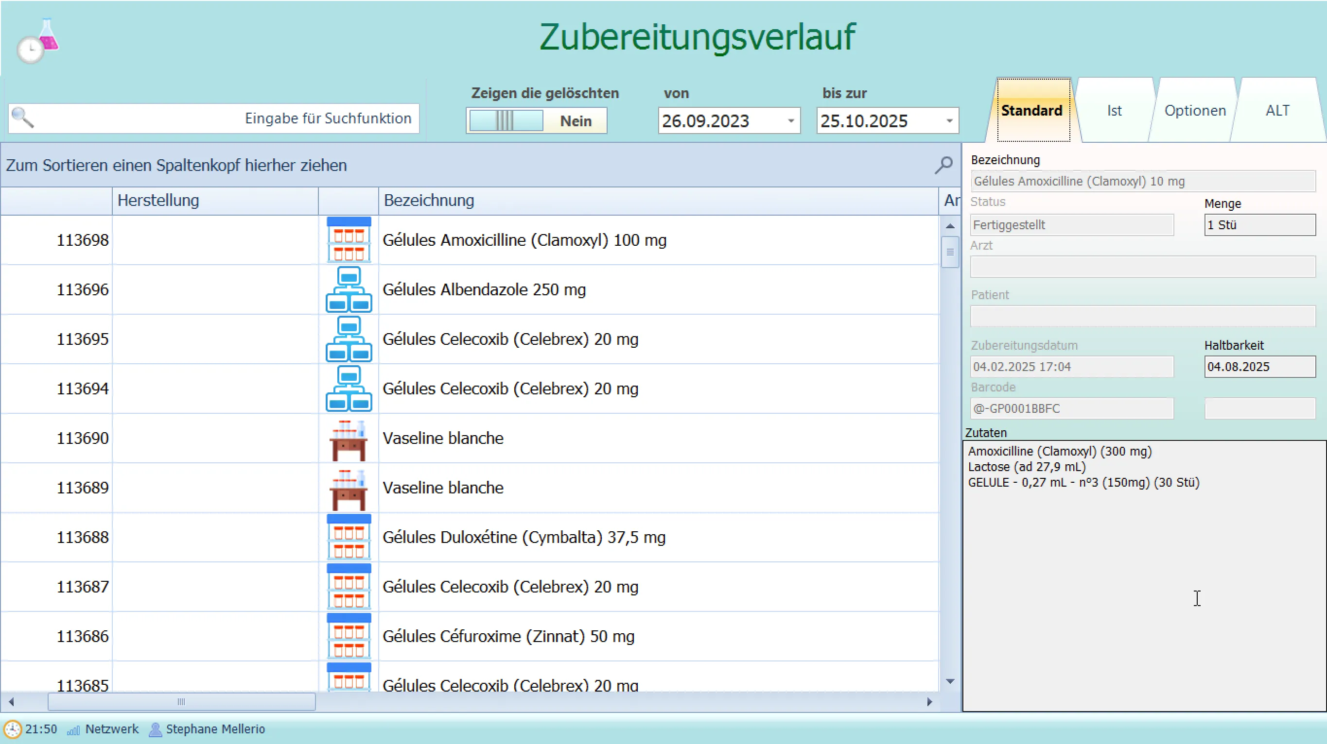 Preparation History (DE)